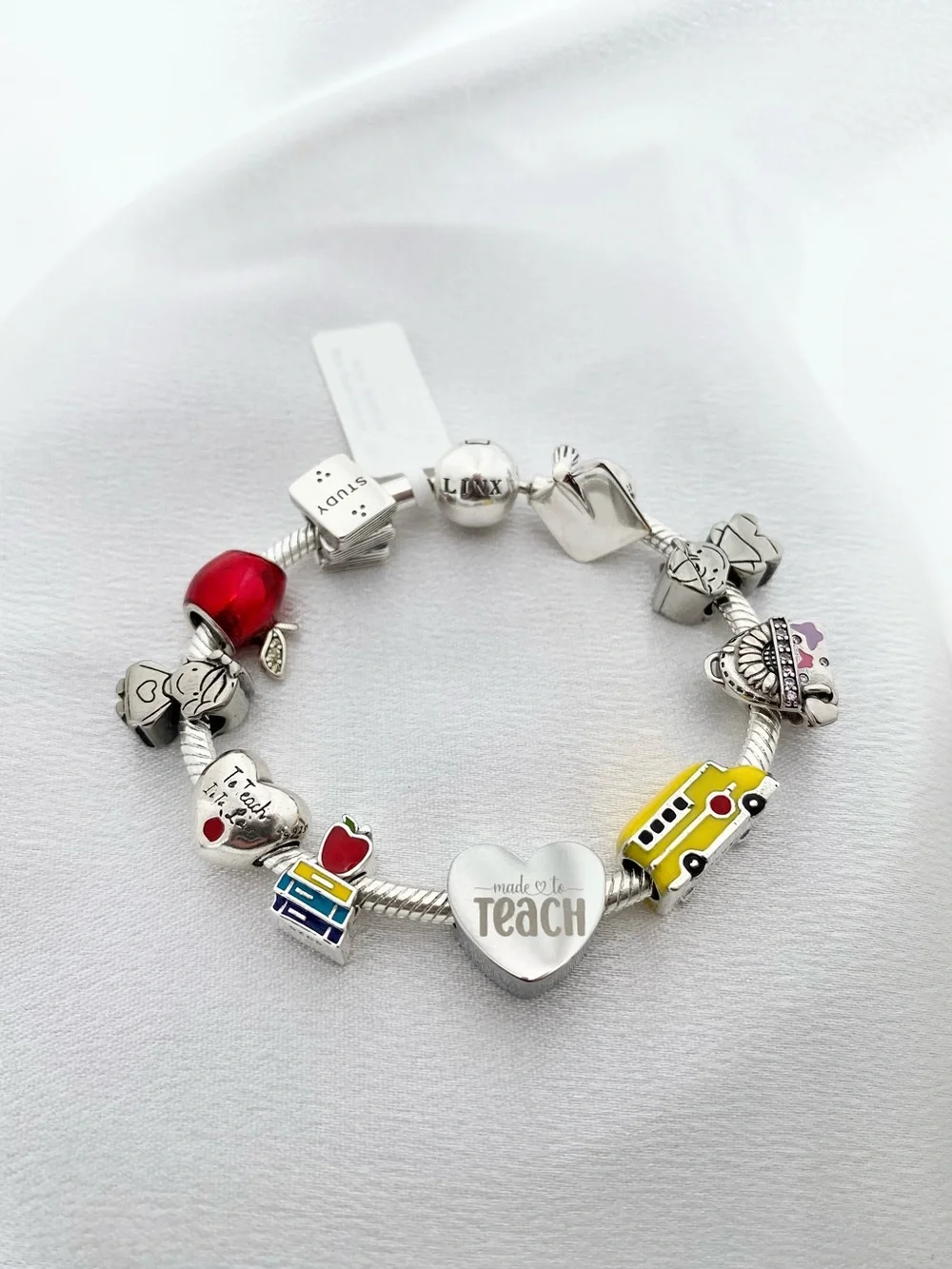 Linx Snake Chain Bracelet with Personalized Teacher Themed Charms